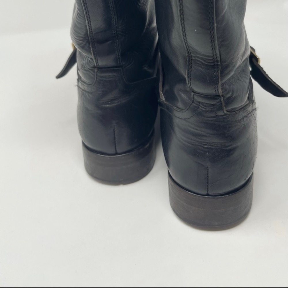 Burberry Wingfield Black Leather Moto Biker Boots Size 7.5 - Picture 5 of 13